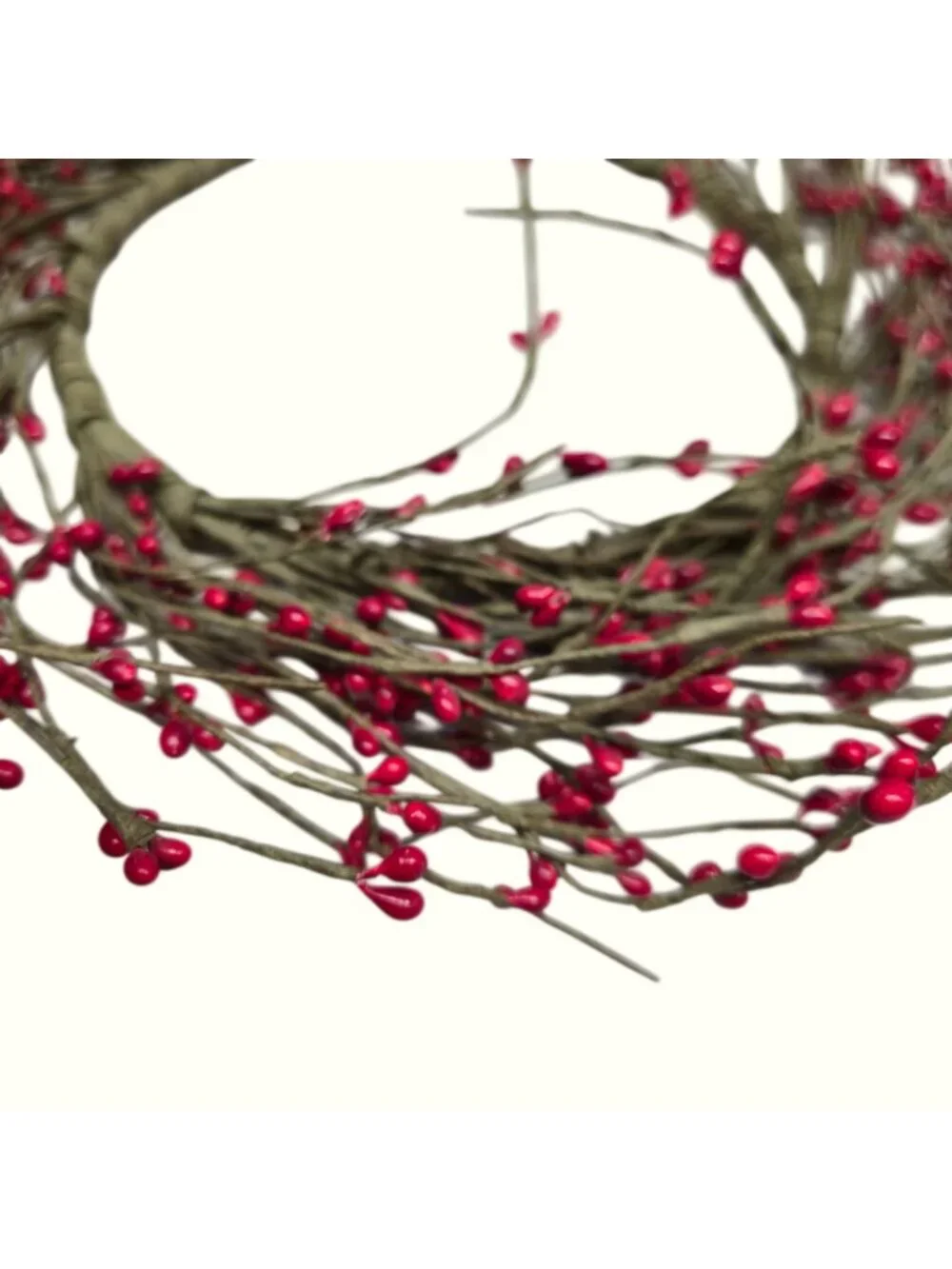 Red Pip Berry Wreath Candle Ring Rustic Christmas Decor 13